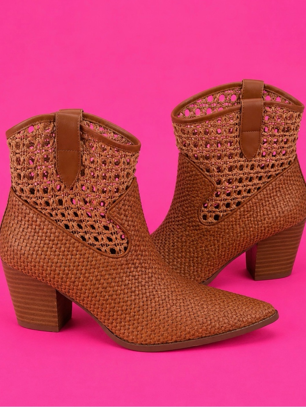 Coconuts by Matisse Woven Tan Ankle Booties